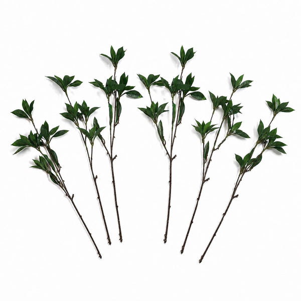 Pack of 6 x 55cm Artificial Laurel Leaf Spray Stem