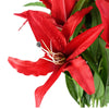 Pack of 6 x 100cm Large Red Lily Stem - 18 Flowers - Premium Quality