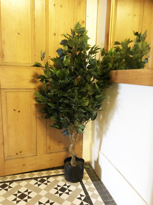 110cm Artificial Twist Ficus Tree Silver Planter