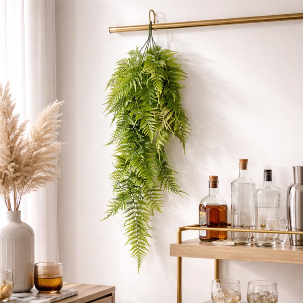 Pack of 6 x 80cm Artificial Trailing Fern Plant Hanging Faux Greenery - Premium Quality
