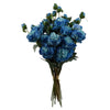 6 x 55cm Blue Peony Artificial Flower Stems - 24 flowers 18 buds - Premium Quality