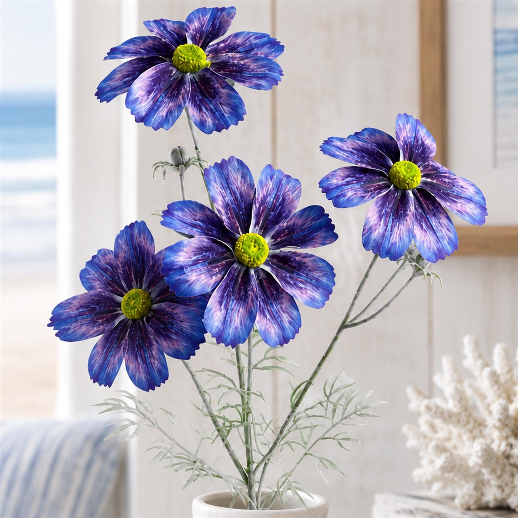 Pack of 6 x 63cm Real Touch Artificial Purple Cosmos Sprays - 4 Flowers Each