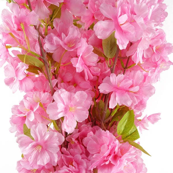 Pack of 6 x Artificial Flowers Pink Blossom Stem 100cm