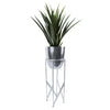 Artificial Yukka Plant Metal Planter Stand Silver 90cm Tall Realistic Premium Botanik