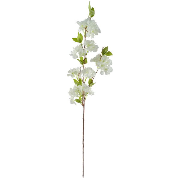 Leaf 100cm White Artificial Blossom and Berries Glass Vase