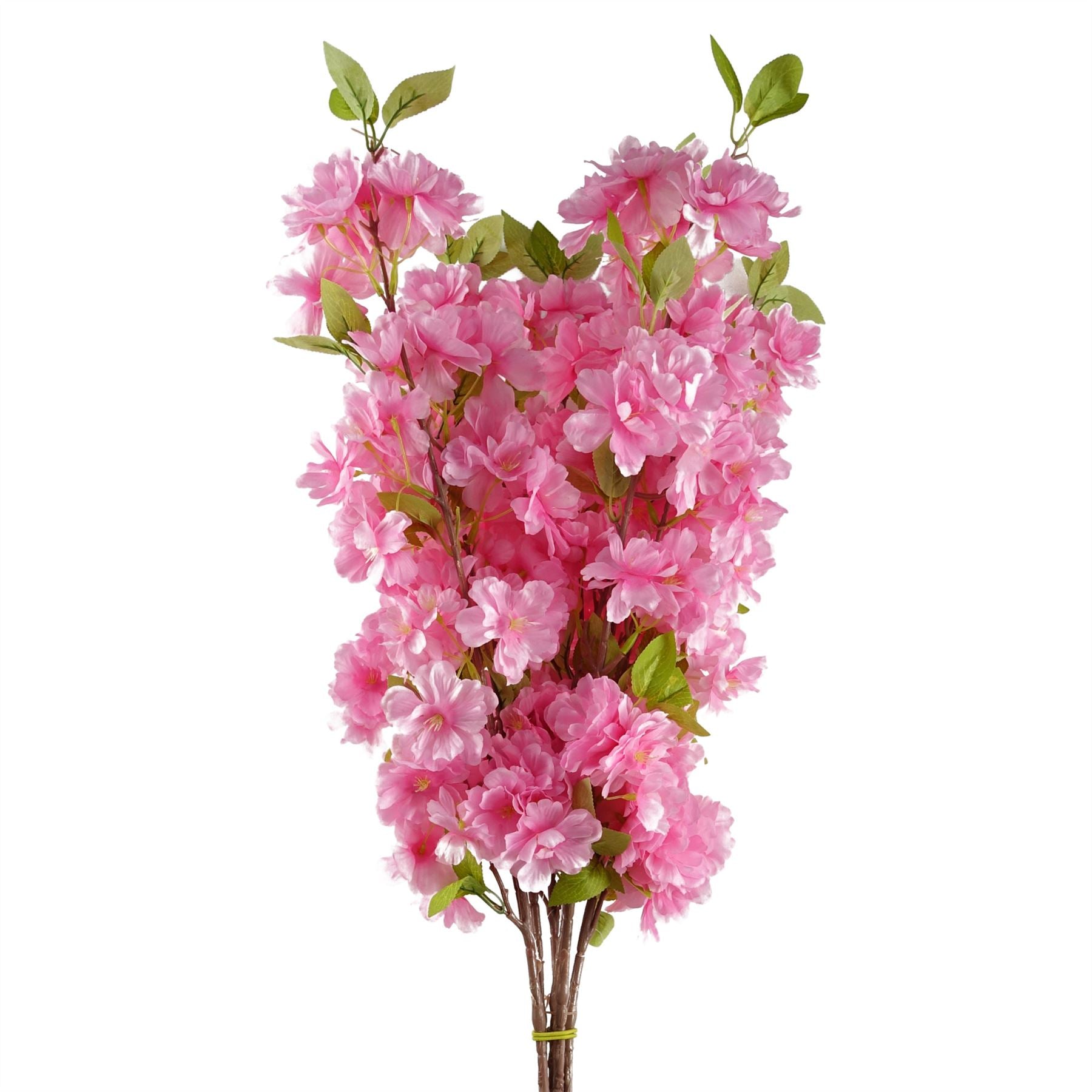 Pack of 6 x Artificial Flowers Pink Blossom Stem 100cm