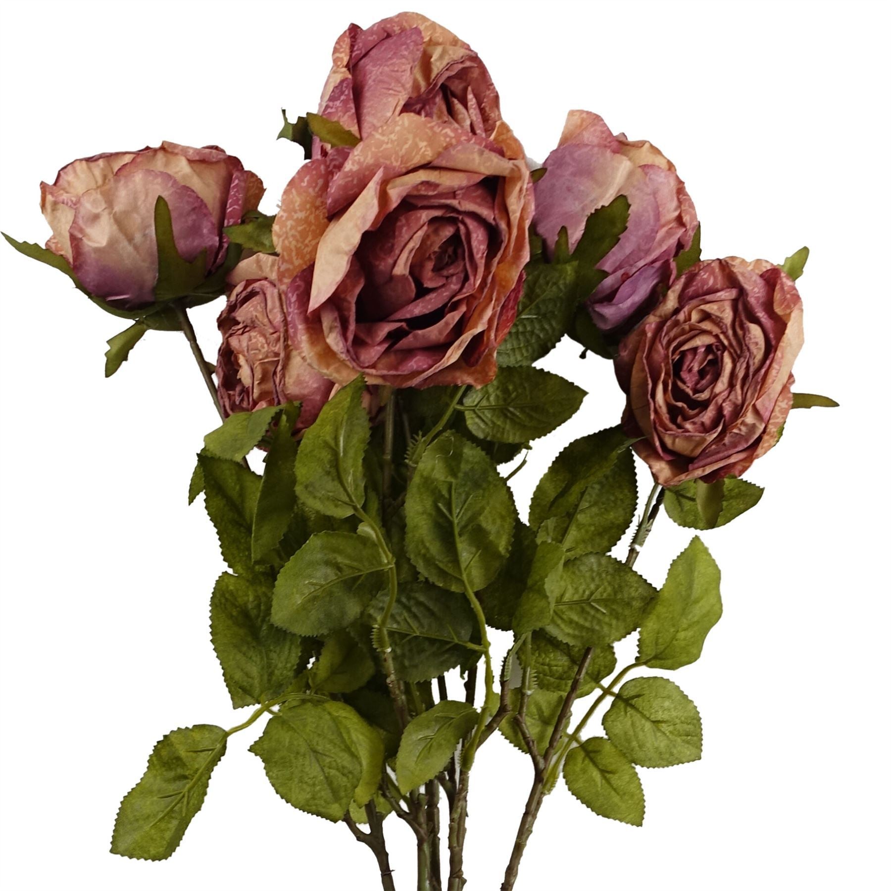 Pack of 6 x 70cm Artificial Dark Pink Rose - Premium Quality