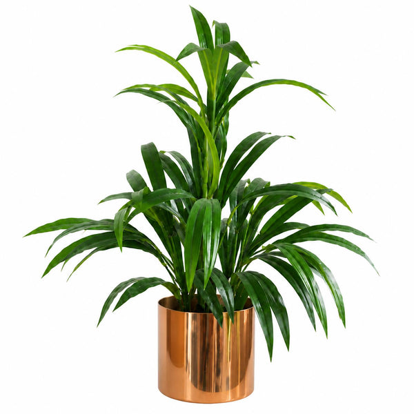 65cm Artificial Bamboo Leaf Shrub with Brushed Copper Planter