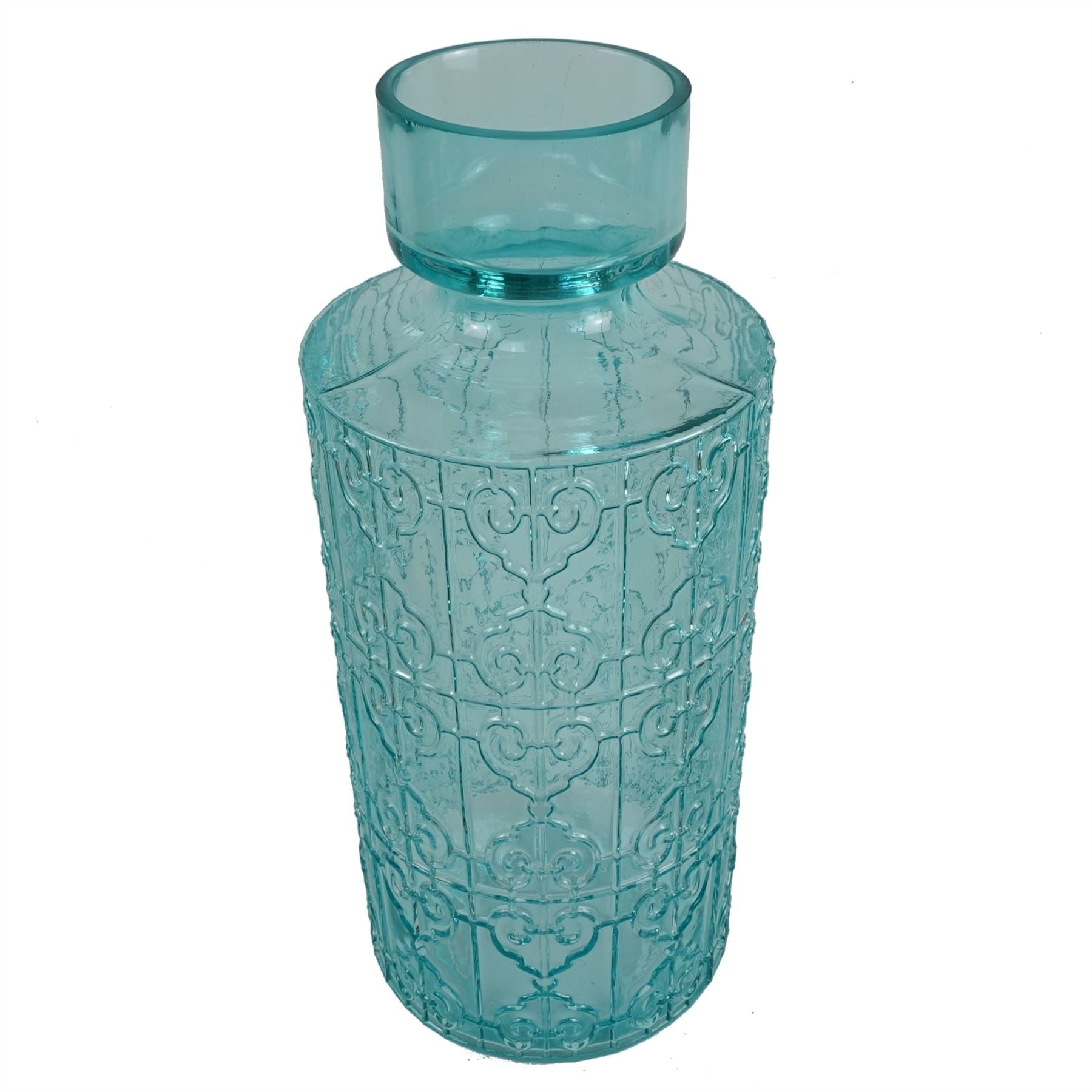 Glass Vase Tall Turquoise Glass Vase 40cm Botanik