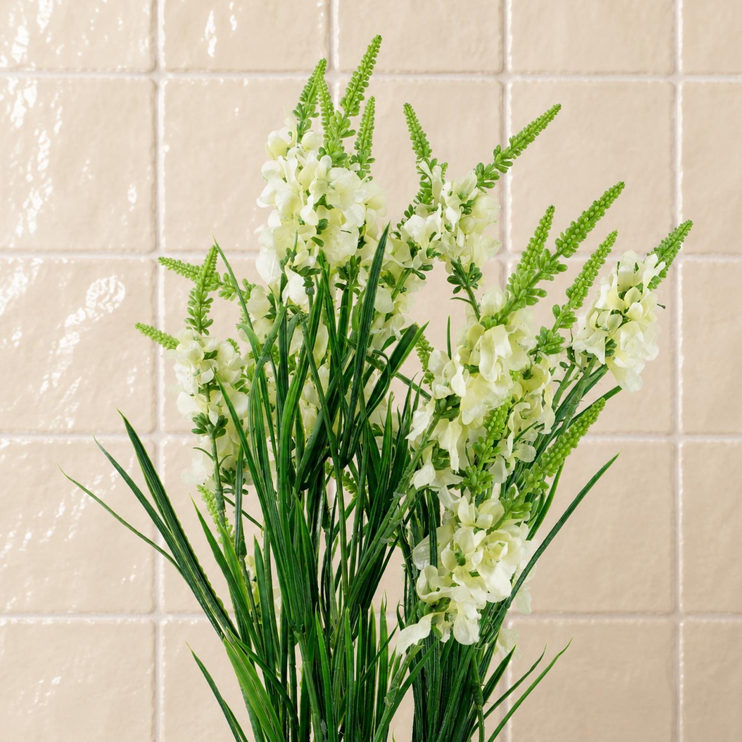 Pack of 6 x 80cm White Larkspur Artifical Stem - Premium Quality