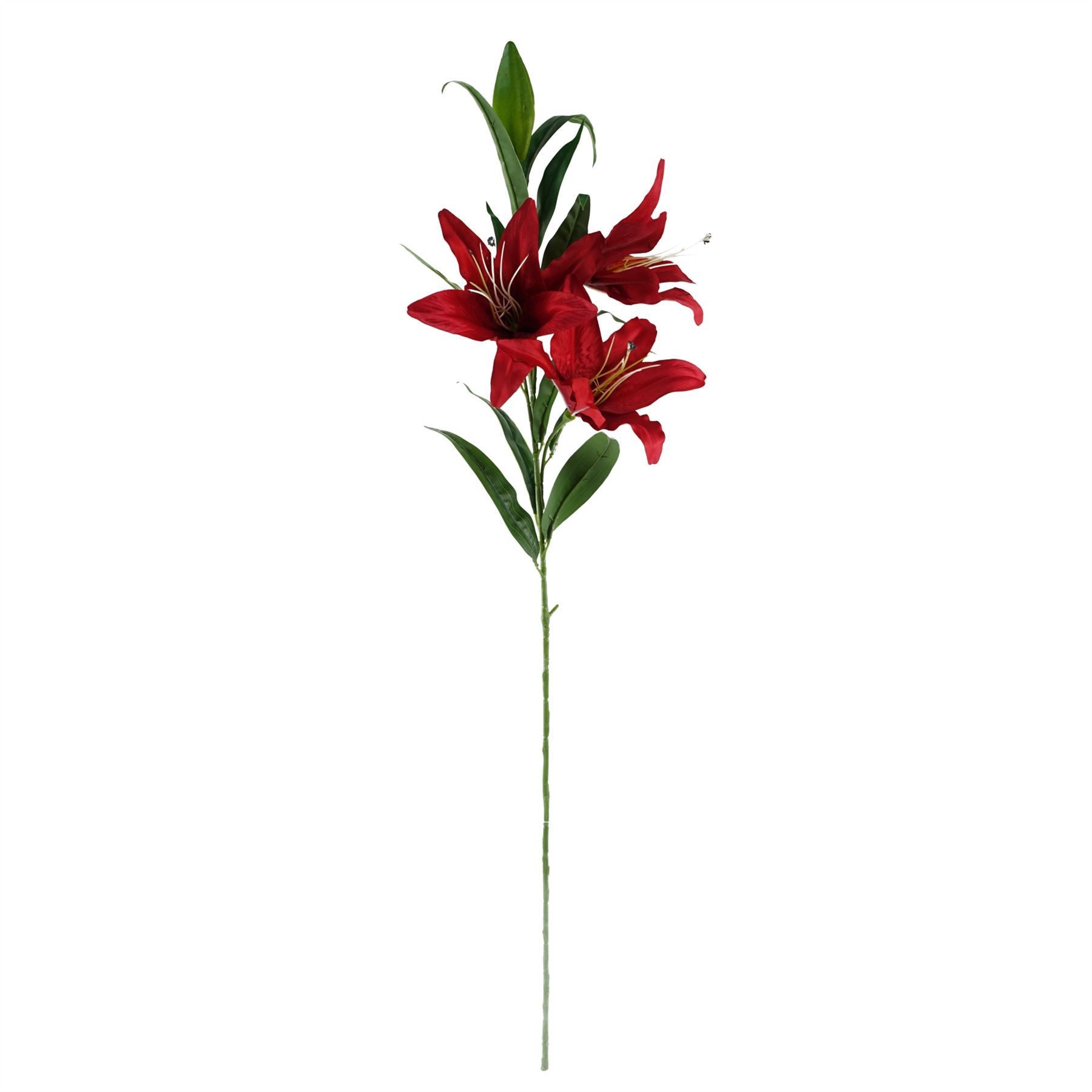 70cm Red Lily Display Silver Glass Vase - Premium Quality