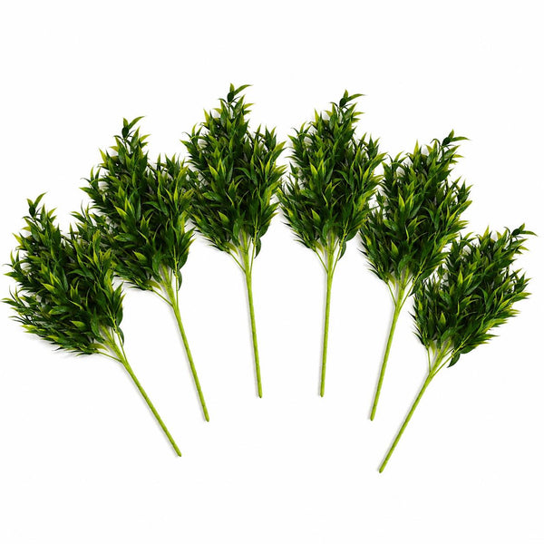 Pack of 6 x 75cm Artificial Laurel Leaf Foliage Bush Stem