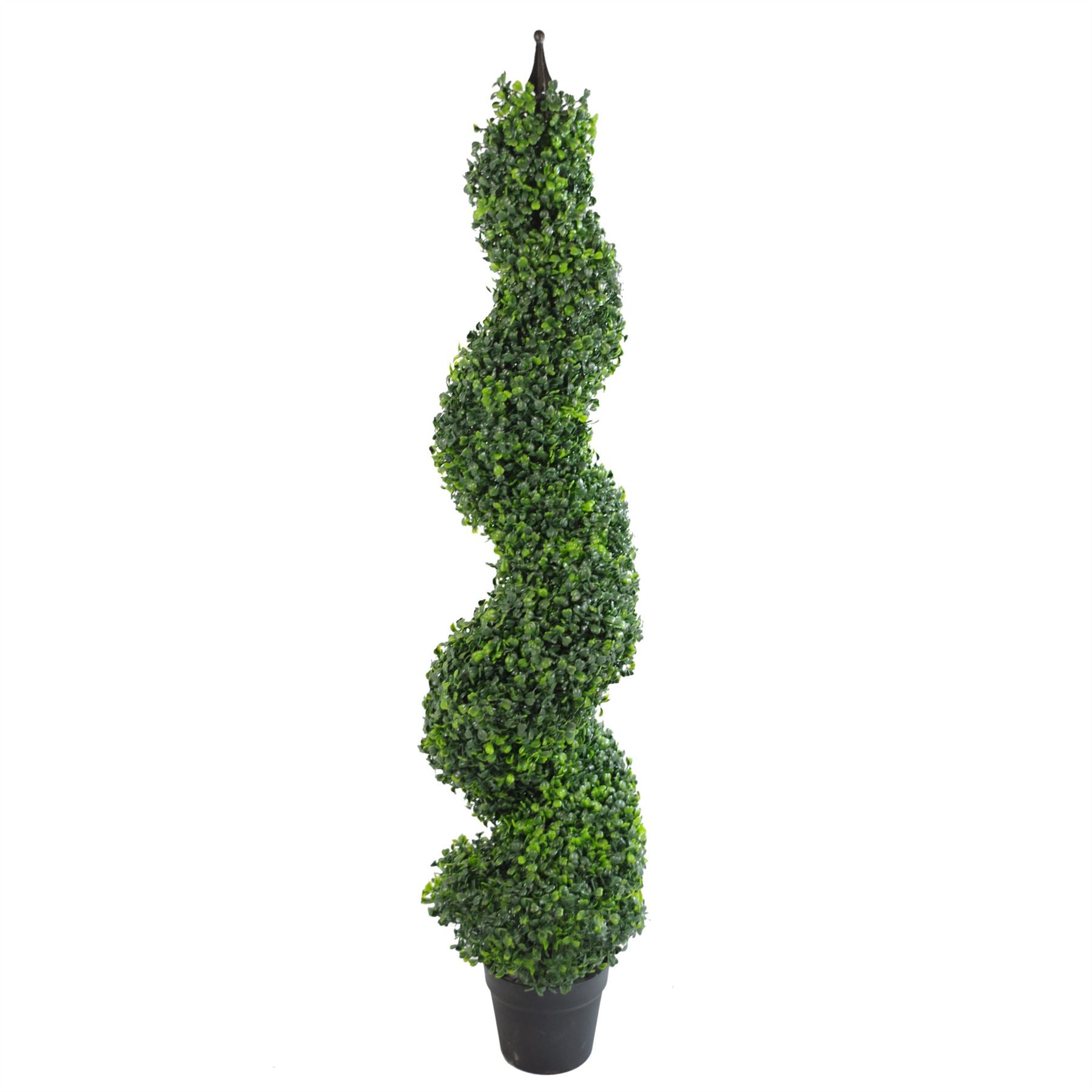 Artificial 120cm (4ft) Tall Boxwood Tower Tree Topiary Spiral Metal Top