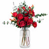 60cm Red Rose and Eucalyptus Glass Diamond Vase - Premium Quality