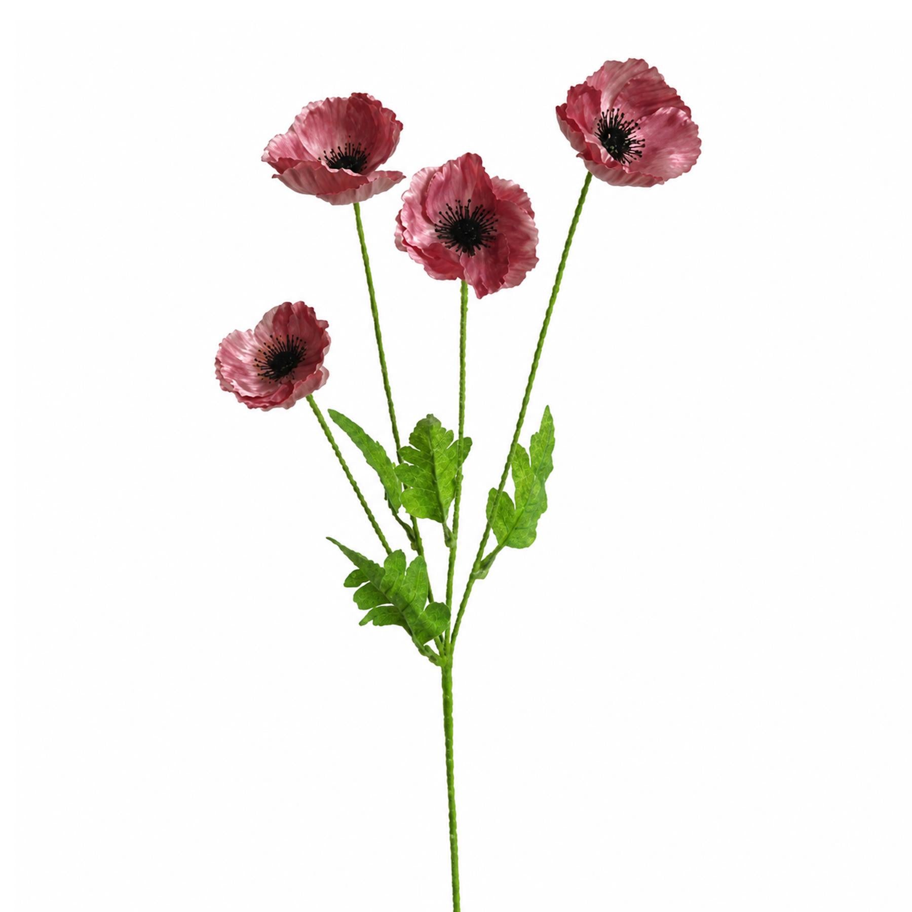 Pack of 6 x 60cm Artificial Purple Poppy Sprays - 4 Flowers Each