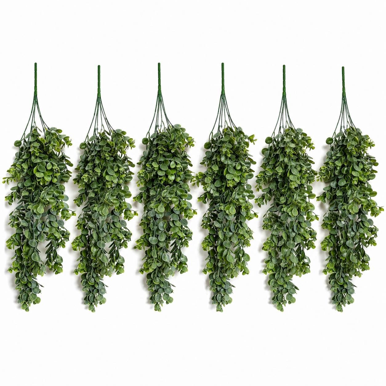 Pack of 6 x 75cm Artificial Trailing Round Botanik Hanging Foliage Plant - Bright Lime Green - Premium Quality