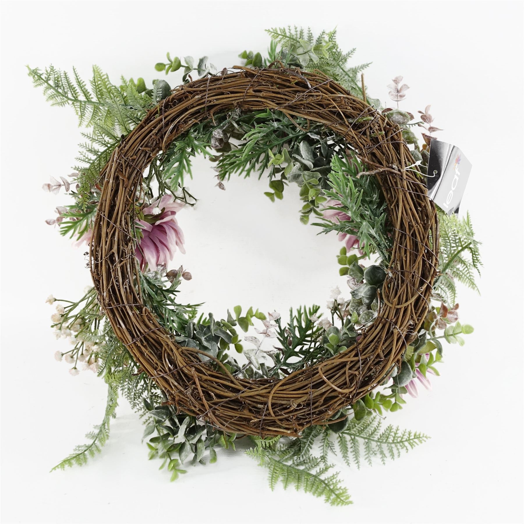 45cm Artificial Pink Floral Wreath