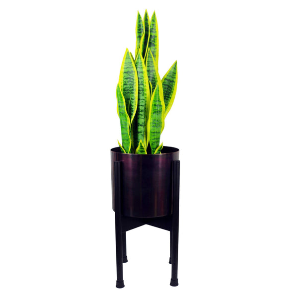 Metal Planter Stand Gold Black Metal Plant Pot 38.5cm x 18cm Leaf Design UK Botanik