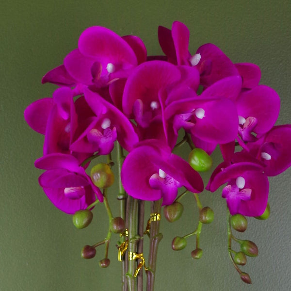 Artificial 52cm Orchid Large - Dark Pink / Silver