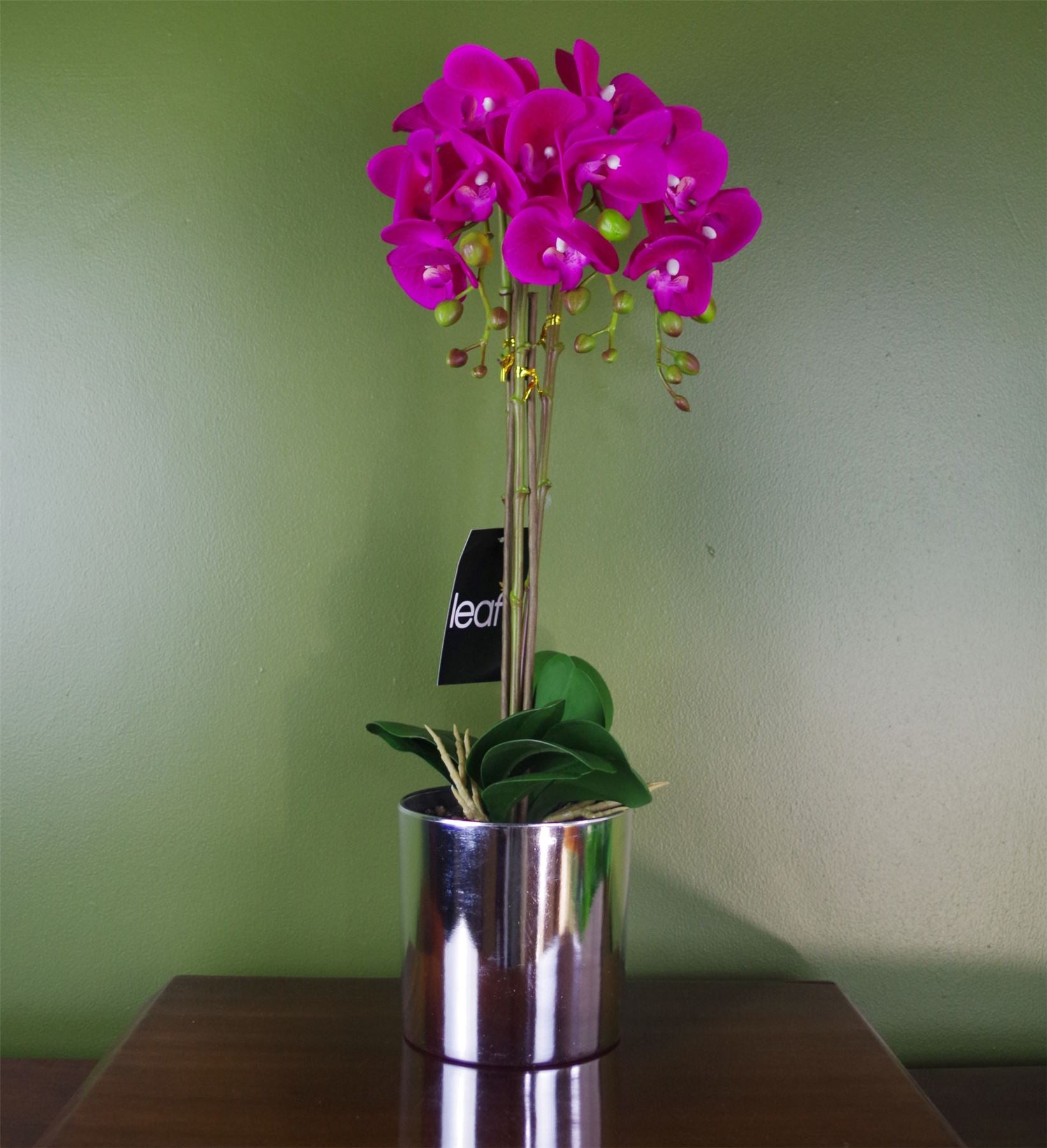 Artificial Orchid Large Dark Pink Silver 52cm Botanik