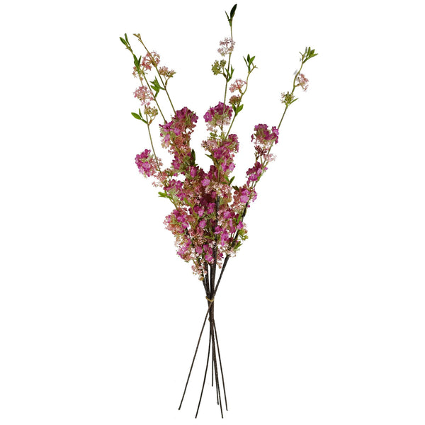 Pack of 6 x 100cm Pink Blossom Spray Stem