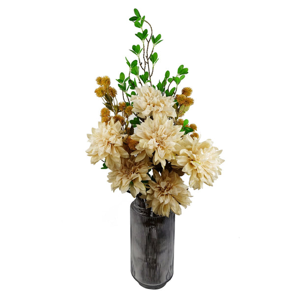 55cm Dahlia Flower Stem - Dusty Cream