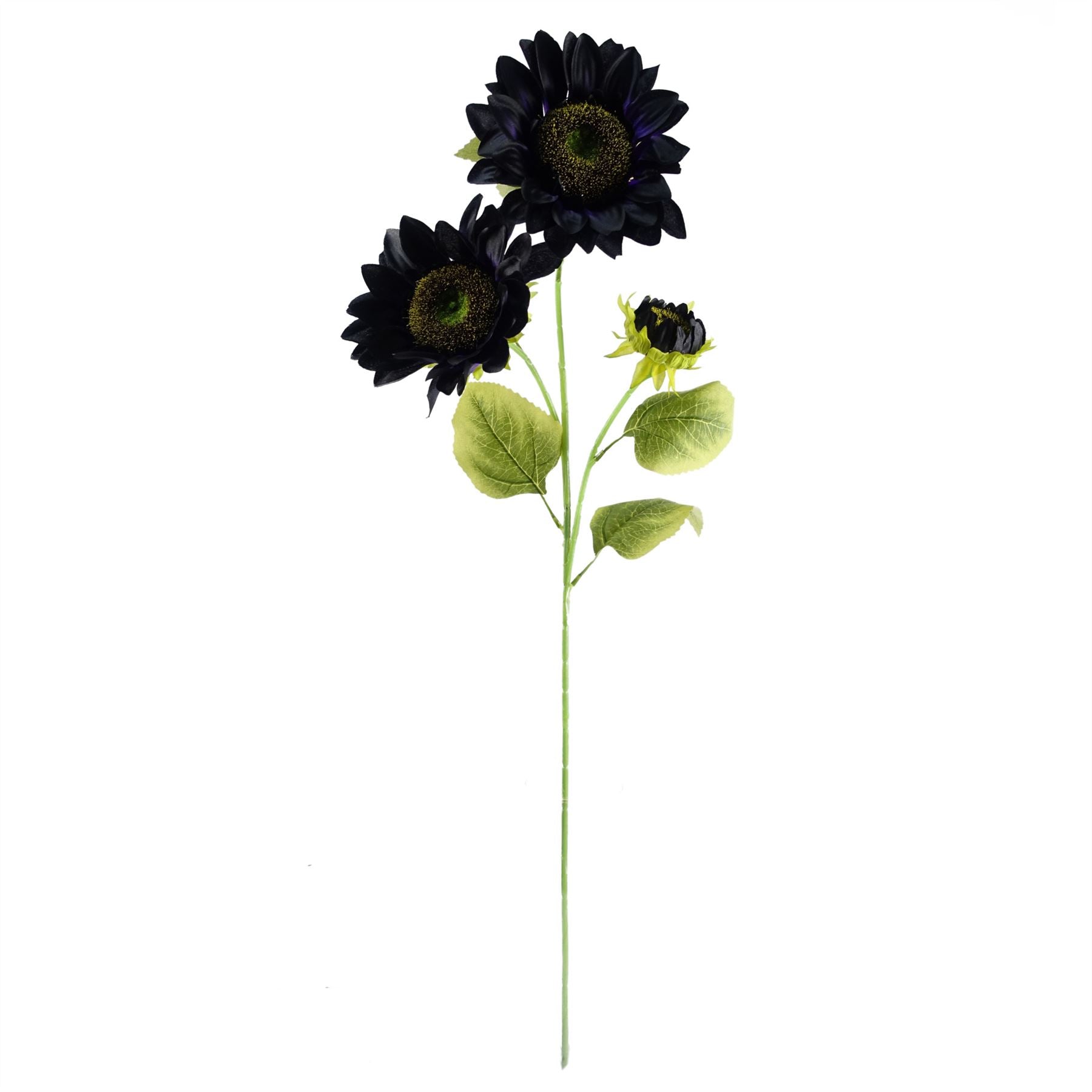 Leaf 80cm Artificial Purple Sunflower and Gold Leaf Display Glass Vase