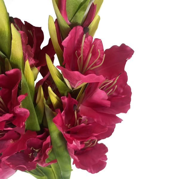 Pack of 6 x 115cm Artificial Pink Gladioli Stem