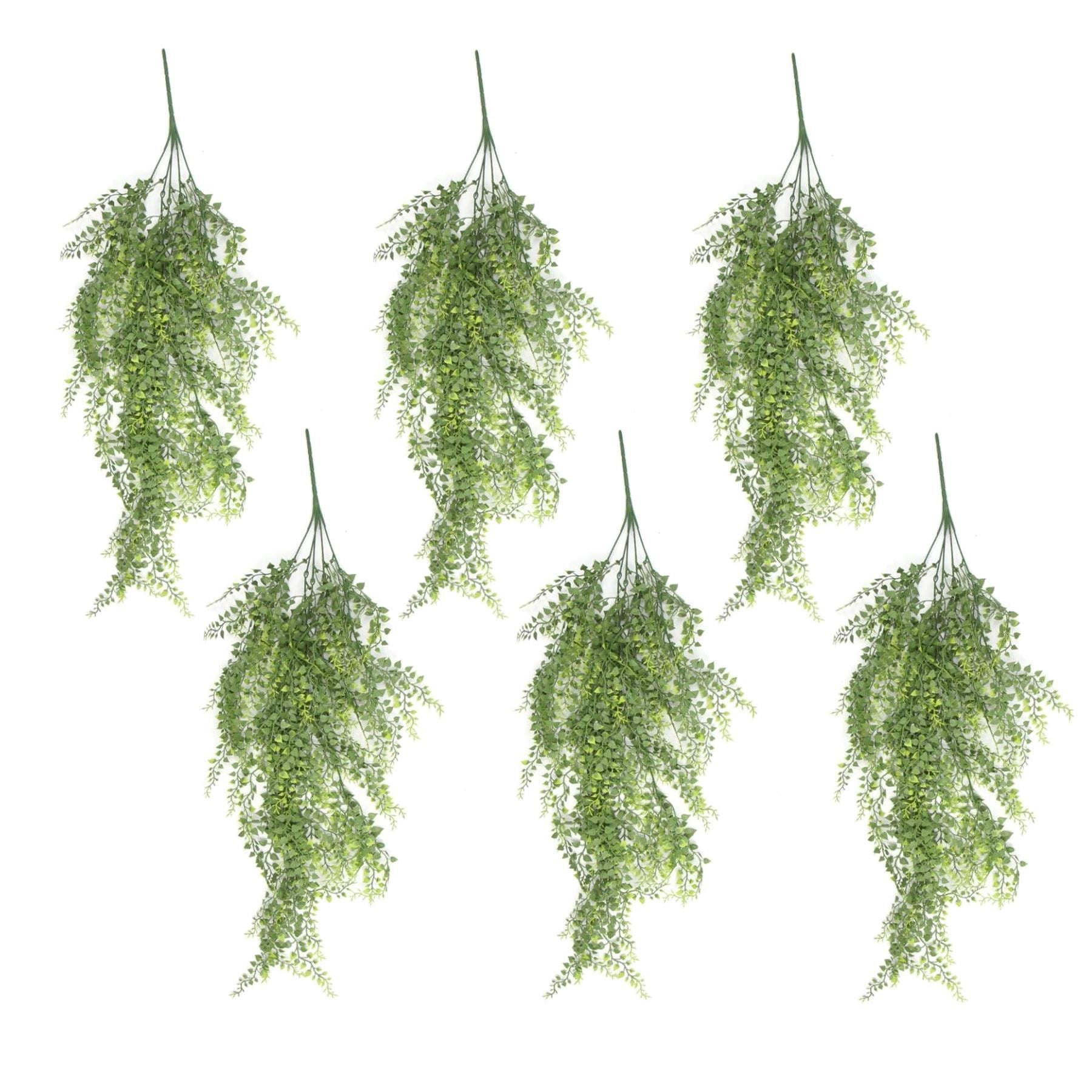 Pack of 6 x Hanging UV and Fire Resistant Artificial Trailing Button Fern Plant 82cm - Premium Quality