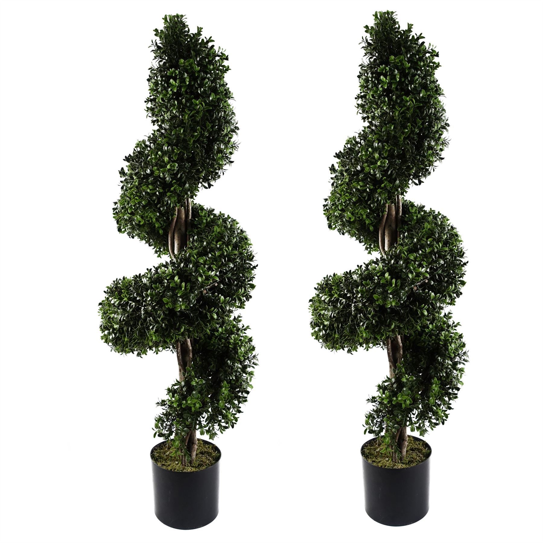 120cm Pair of Spiral Buxus Artificial Tree UV Resistant Outdoor Topiary - Premium Quality