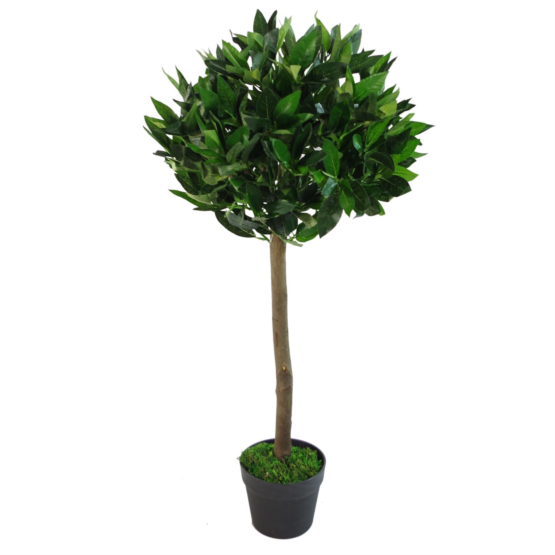 90cm Leaf Design UK Pair of Artificial Bay Topiary Ball Trees