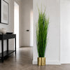 130cm Artificial Onion Grass Plant with Gold Metal Planter