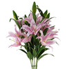 Pack of 6 x Artificial Flowers Large Pink Lily Stem - 3 Flowers 100cm