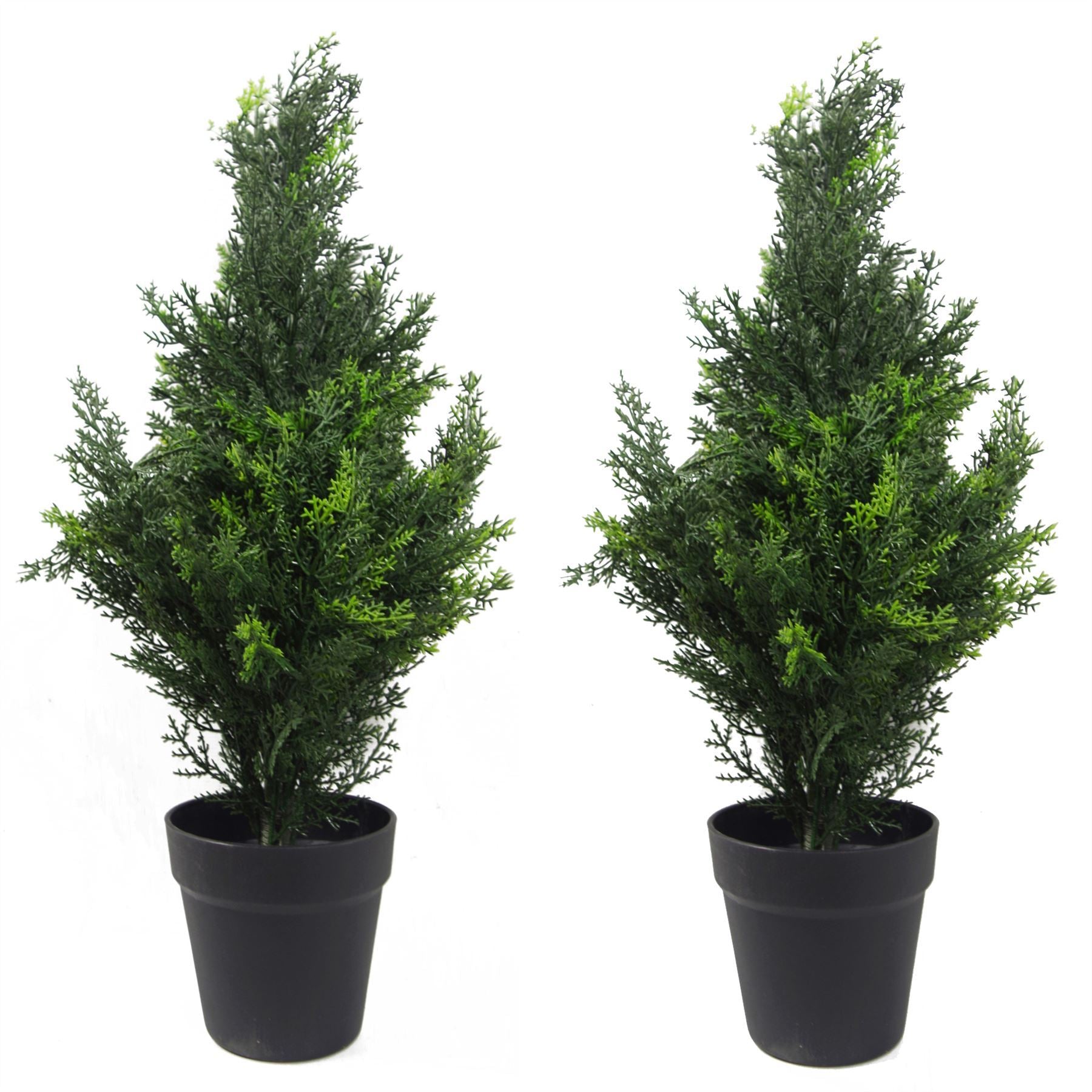 60cm Pair of Artificial Cedar Cypress Topiary UV Resistant - Premium Quality