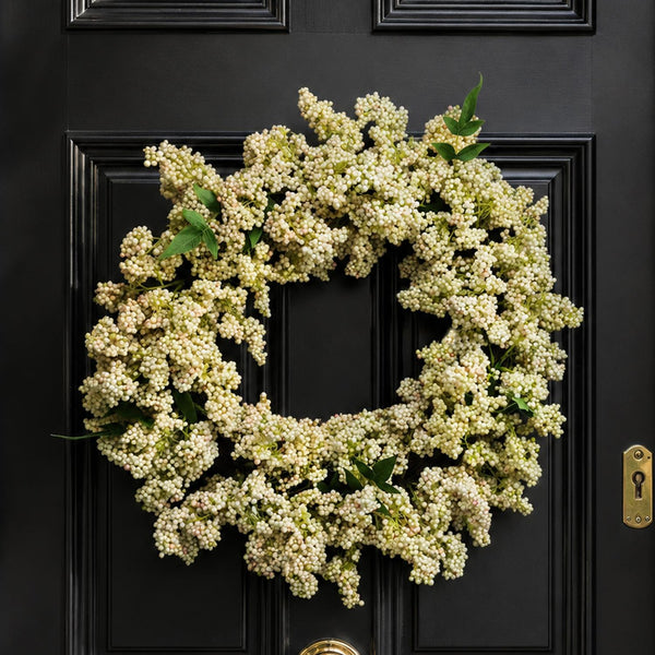 Artificial Hanging White Berry Wreath Botanik