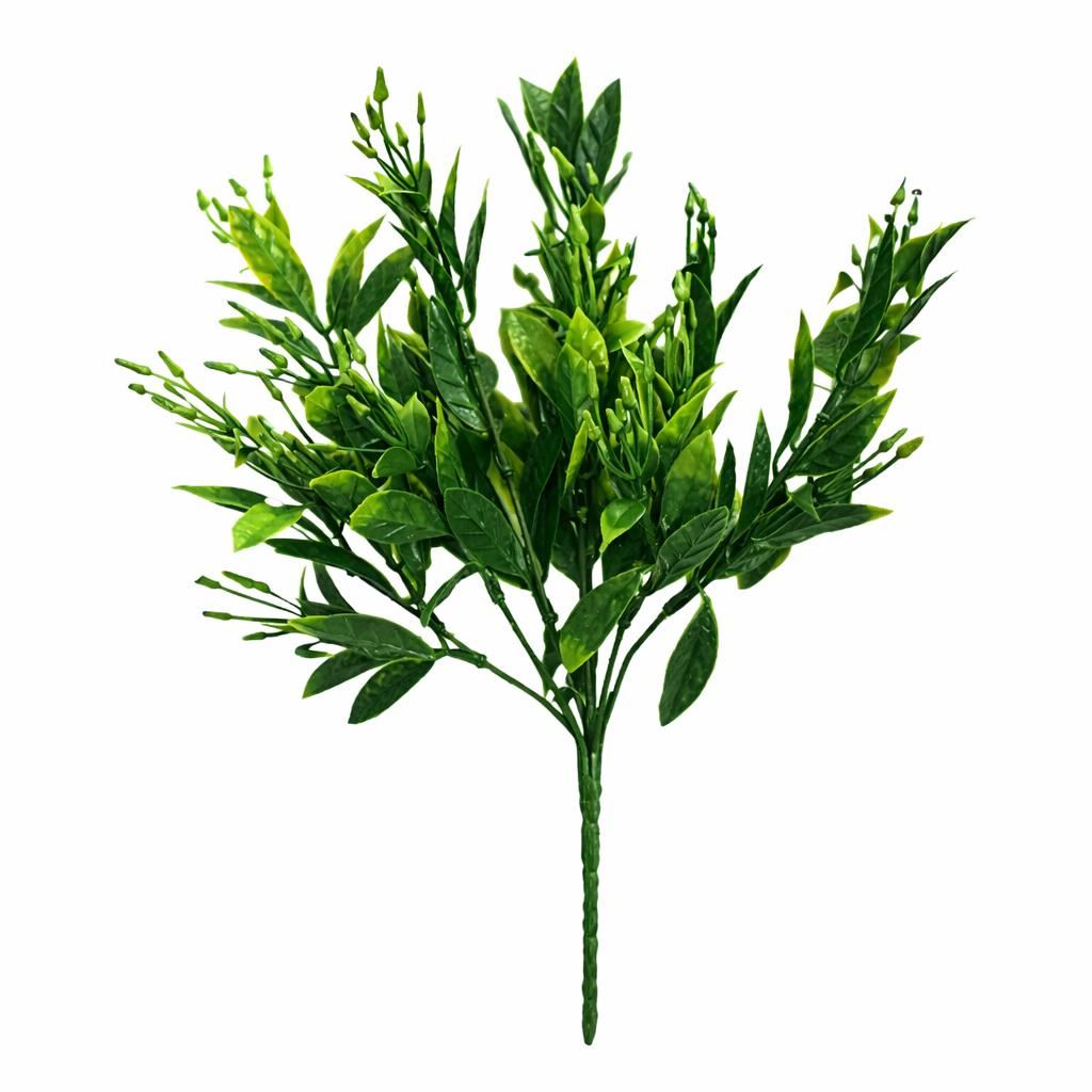 Pack of 6 x 32cm Artificial Green Foliage Spray Stem – Faux Leafy Decorative Greenery