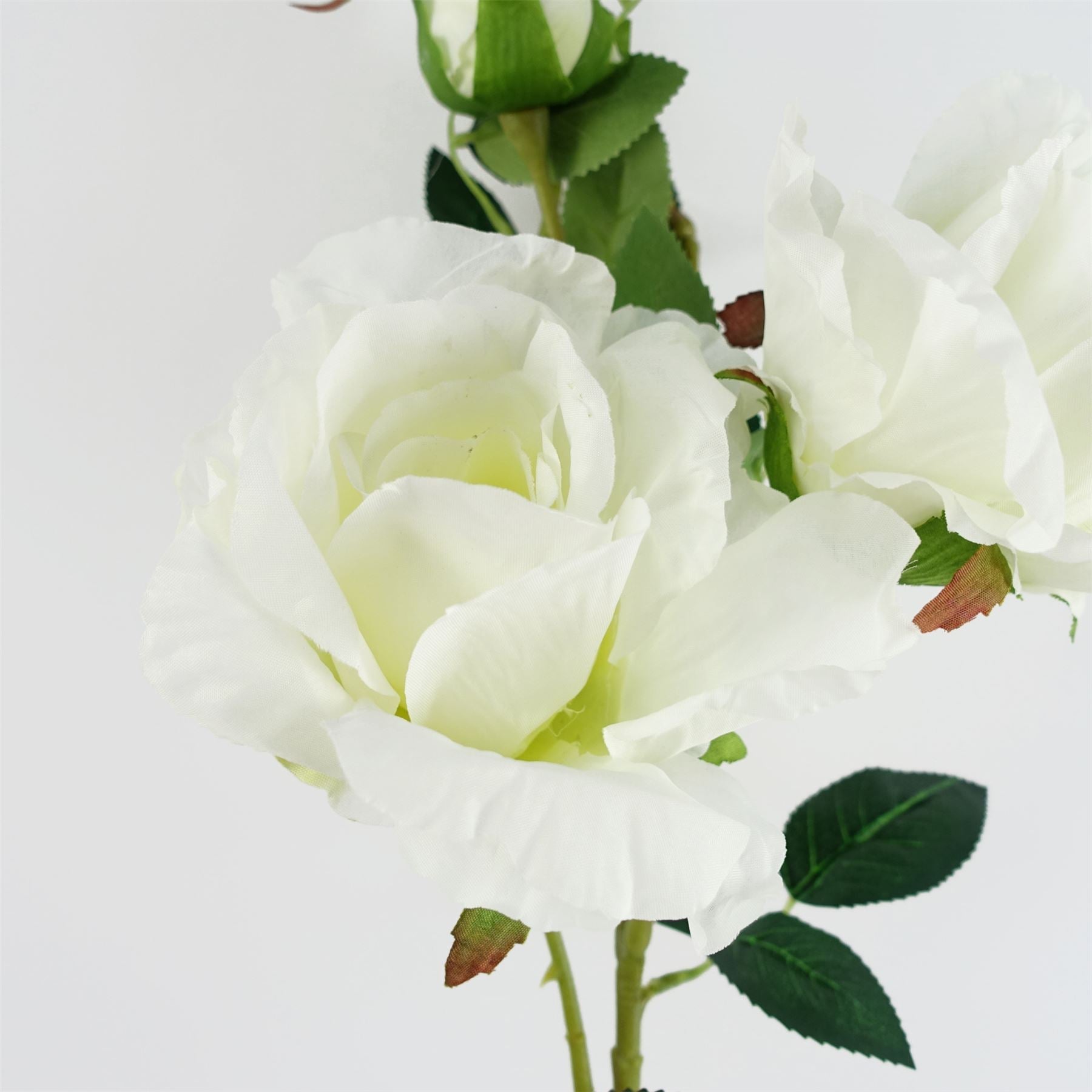 Artificial Flowers White Rose Stem - 3 flowers 80cm