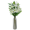 Pack of 6 x Artificial Flowers Large White Lily Stem - 3 Flowers 100cm