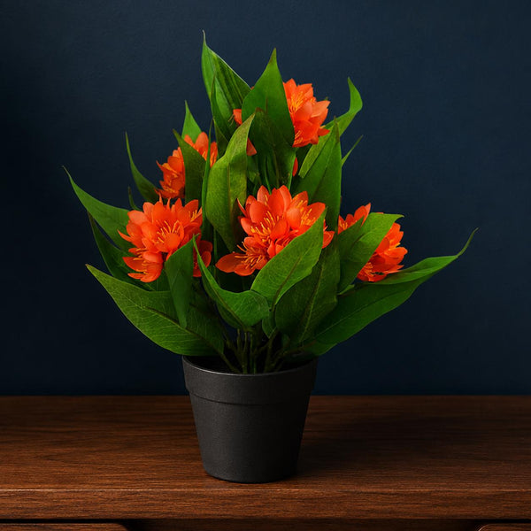 18cm Artificial Freesia Plant Orange Flowering - Premium Quality