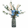Leaf 80cm Blue Peony White Delphinium Eucalyptus Glass Vase