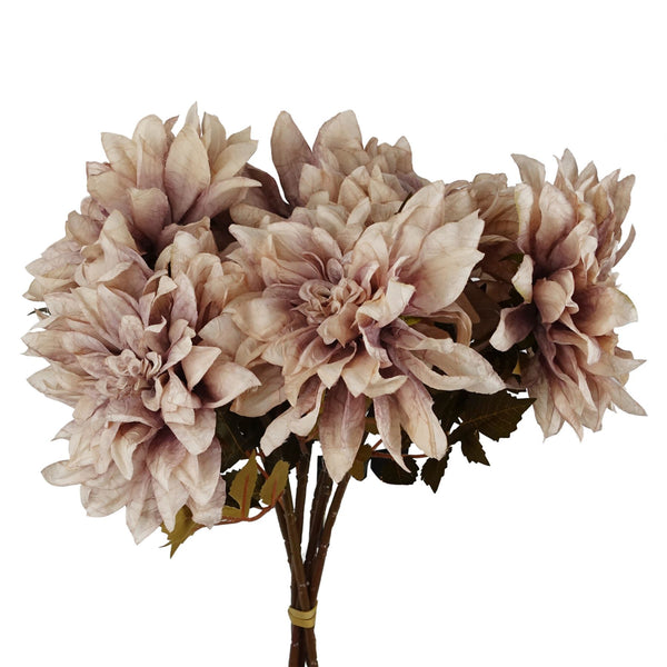 Pack of 6 x 55cm Dahlia Flower Stem - Dusty Pink - Premium Quality