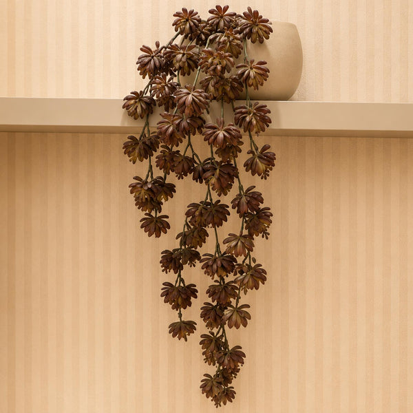 70cm Artificial Trailing Sedum Succulent Plant Dusty Brown Hanging Faux Greenery - Premium Quality