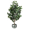 100cm Premium Artificial Ficus Twist Tree Silver Planter