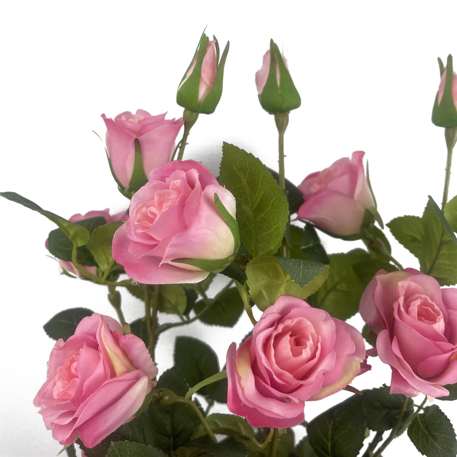 Botanik 60cm Rose Bush Pink Silk Flowers and Leaves