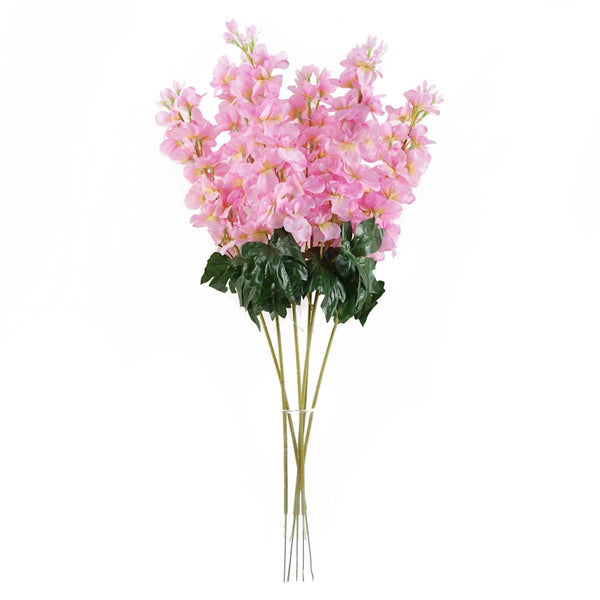 Pack of 6 x Artificial Flowers Delphinium Pink Stem 75cm