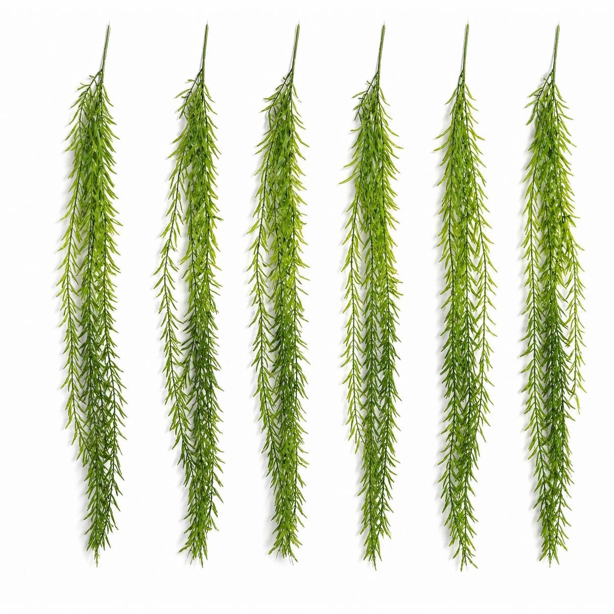 Pack of 6 x 100cm Artificial Trailing Rhipsalis Style Hanging Plant - Dark Green Tips - Premium Quality