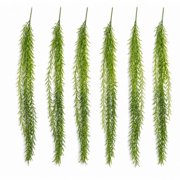 Pack of 6 x 100cm Artificial Trailing Rhipsalis Style Hanging Plant - Dark Green Tips - Premium Quality