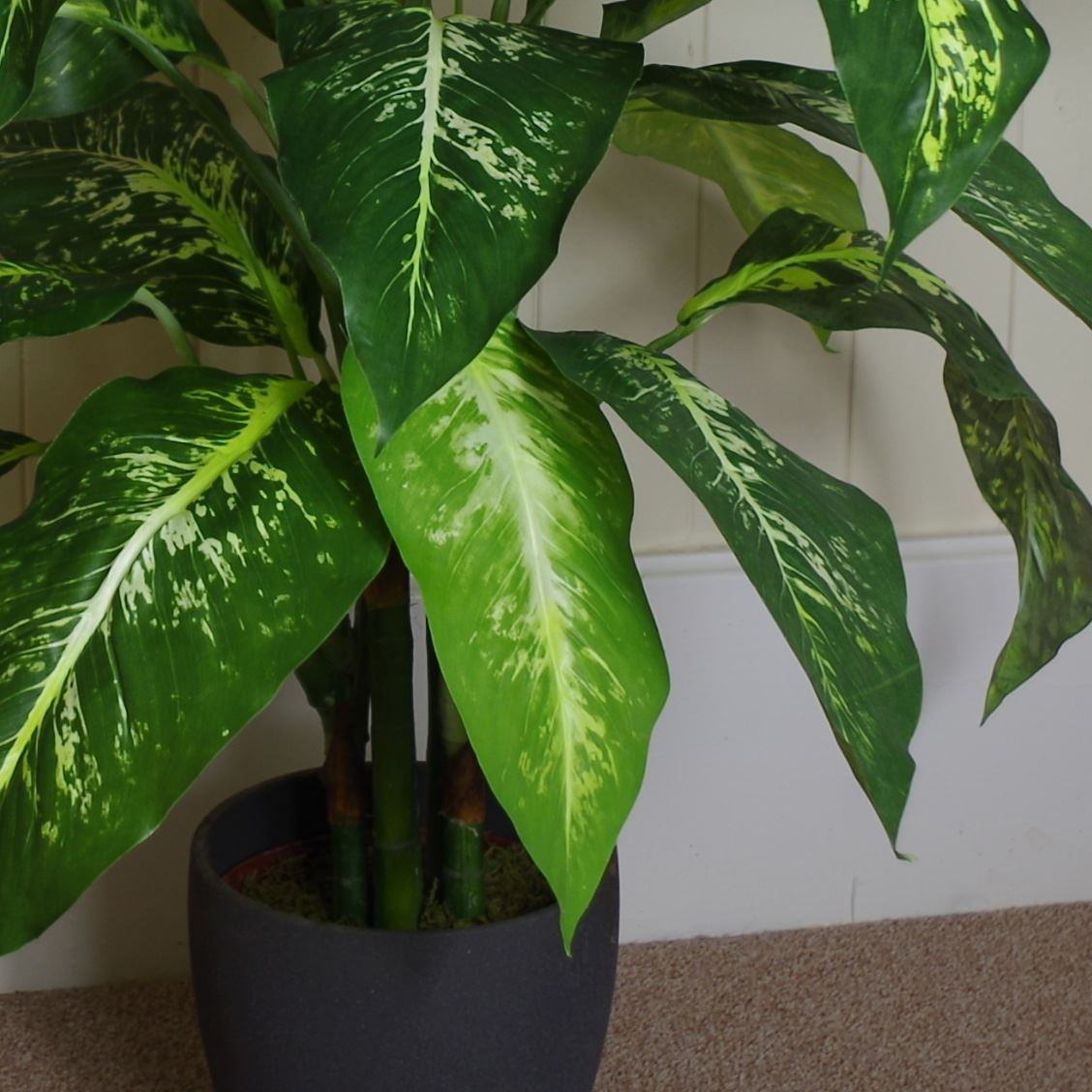 Large Artificial Plant Tree Gold Planter 100cm Natural Aglaonema Spotted Botanik