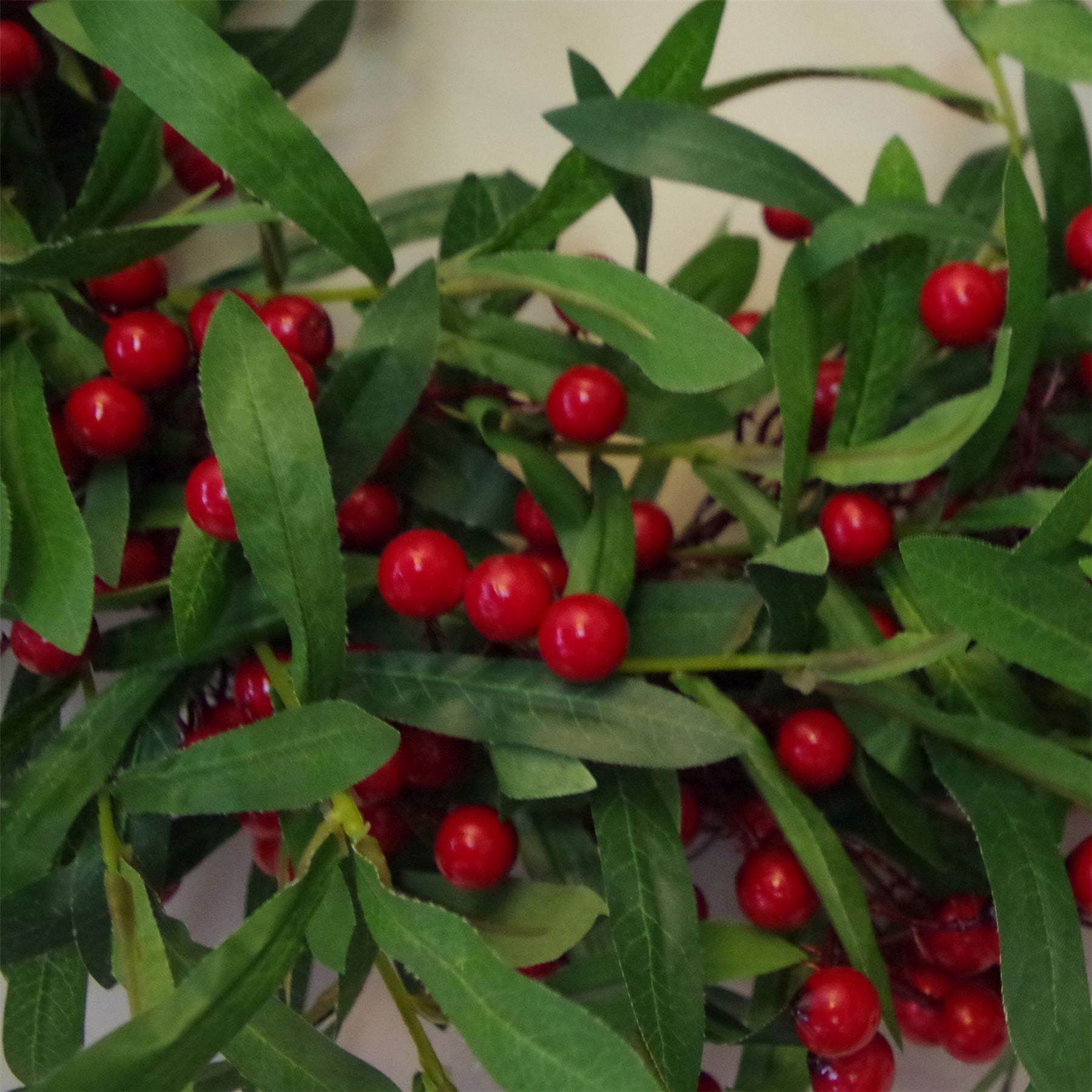 Christmas Mistletoe Leaf and Red Berry Floristry Wreath 60cm 24 inch Botanik