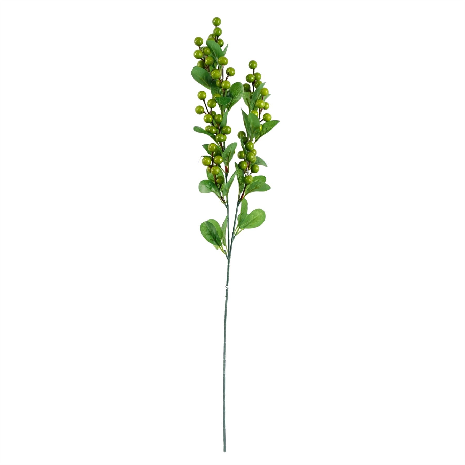 Pack of 6 x Artificial Foliage Green Berry Spray 70cm